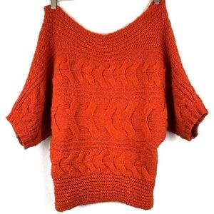 Free People short sleeve cable knit sweater with dolman sleeves